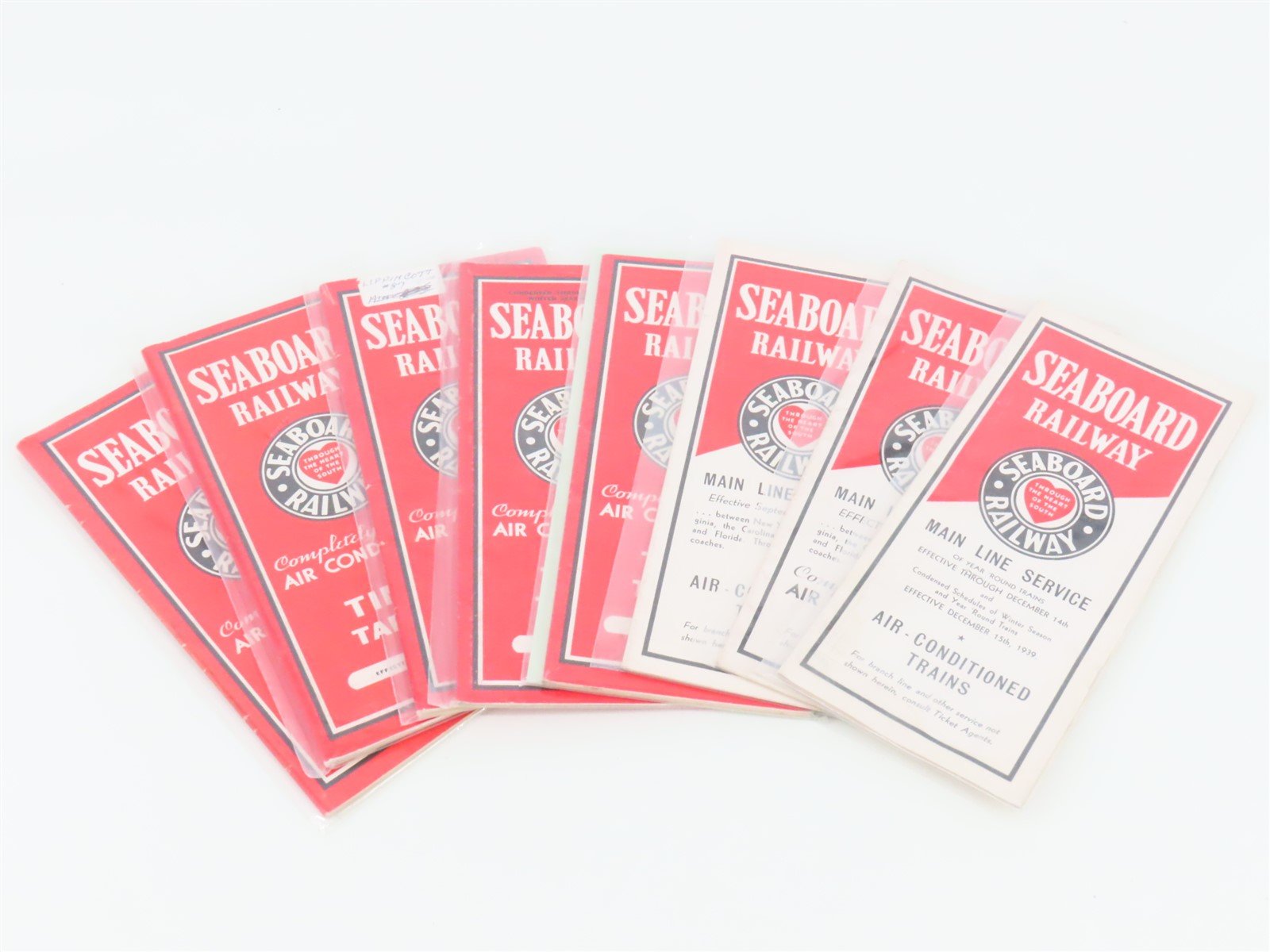 LOT of 8 Vintage SAL Seaboard Air Line Railway Public Timetables 1939