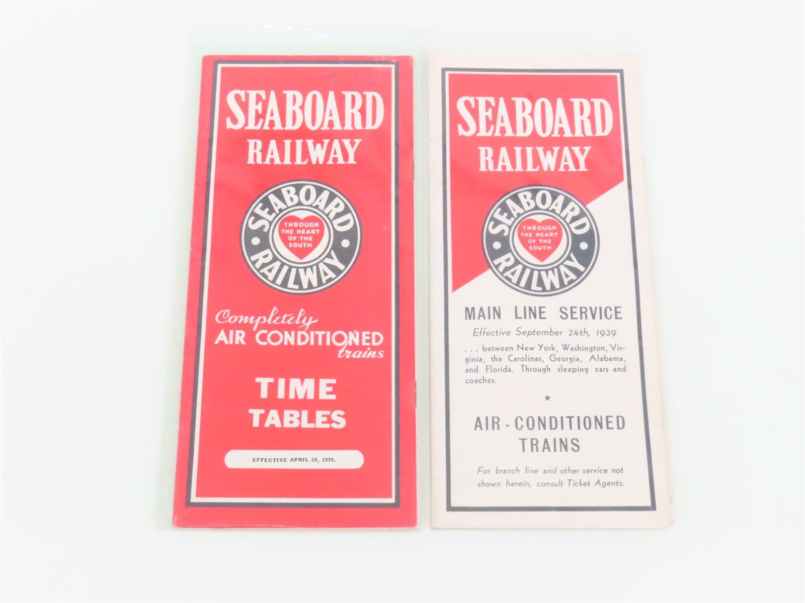 LOT of 8 Vintage SAL Seaboard Air Line Railway Public Timetables 1939