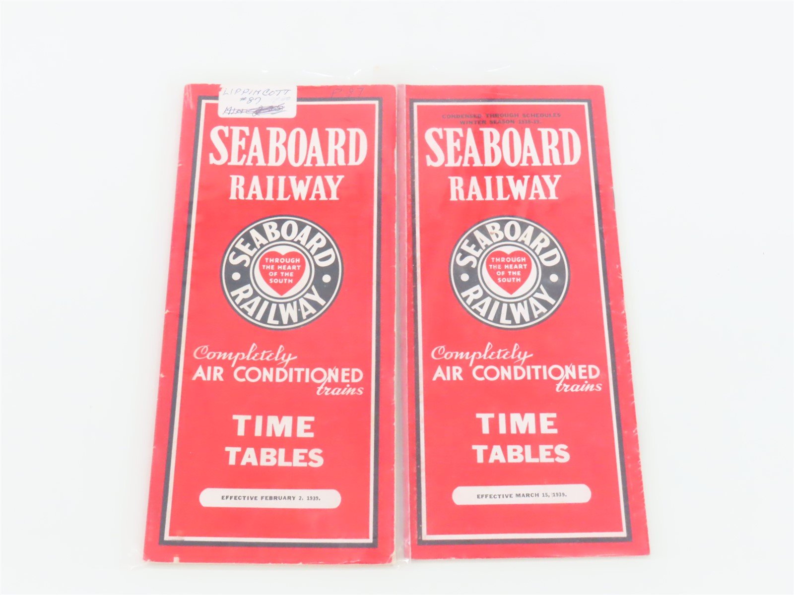 LOT of 8 Vintage SAL Seaboard Air Line Railway Public Timetables 1939