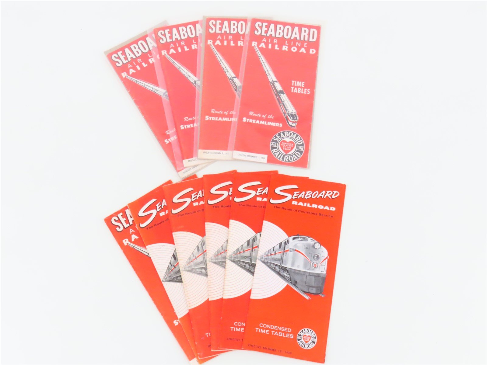 LOT of 10 Vintage SAL Seaboard Air Line Railroad Public Timetables 1950-1959