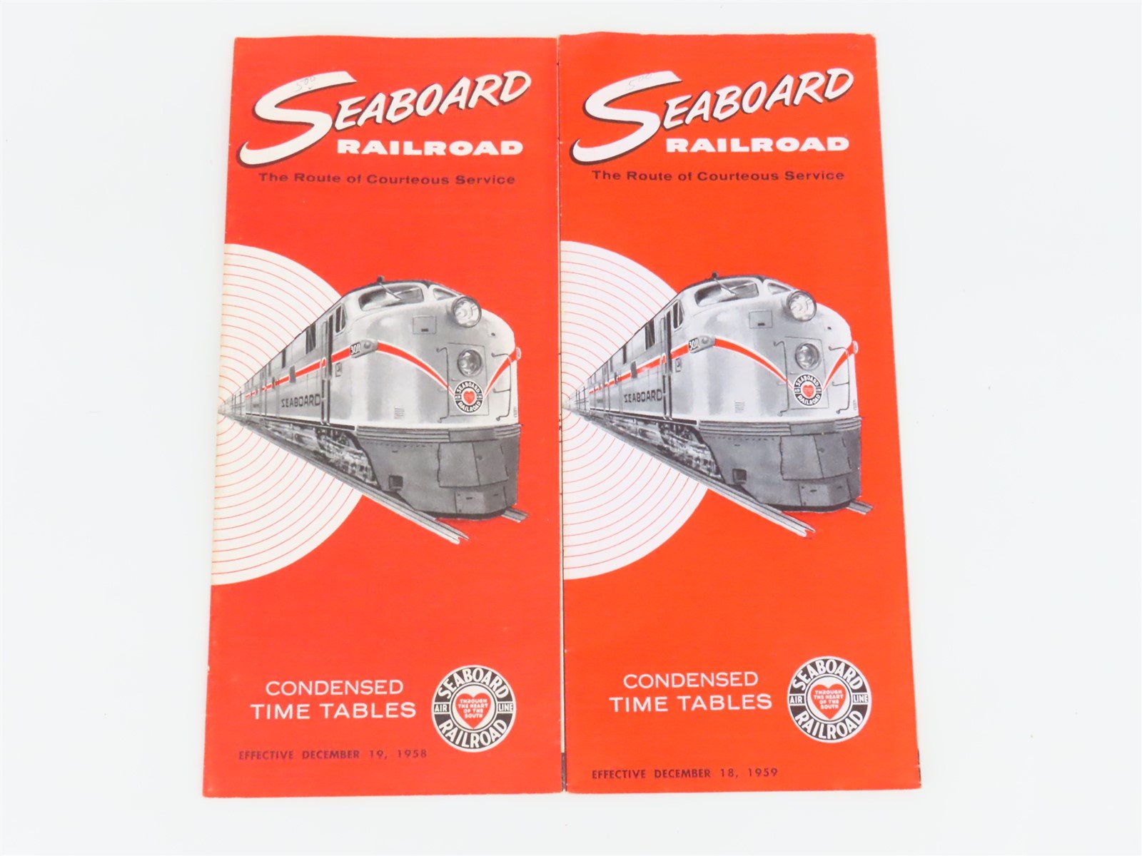 LOT of 10 Vintage SAL Seaboard Air Line Railroad Public Timetables 1950-1959