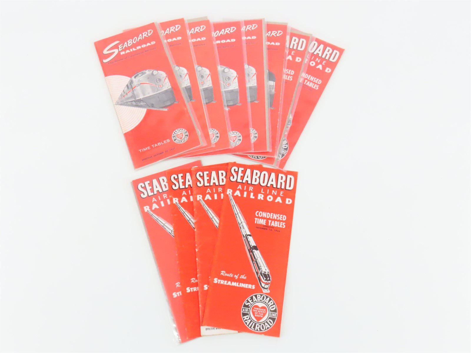 LOT of 12 Vintage SAL Seaboard Air Line Railroad Public Timetables 1954-1957