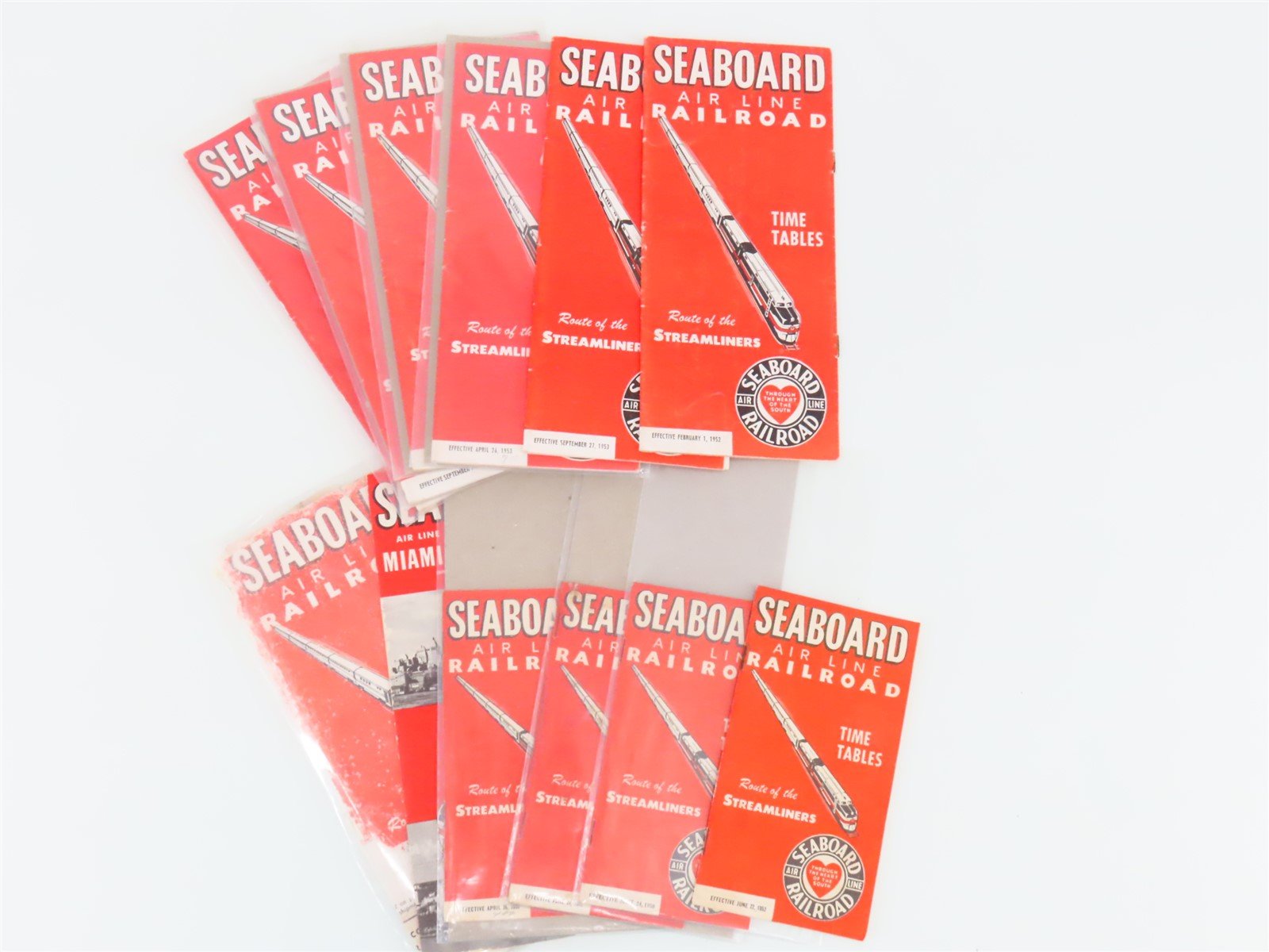 LOT of 12 Vintage SAL Seaboard Air Line Railroad Public Timetables 1950-1953