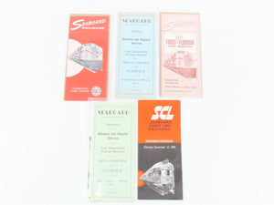LOT of 5 Vintage SAL & SCL Seaboard Public Passenger & Freight Timetables 1960s