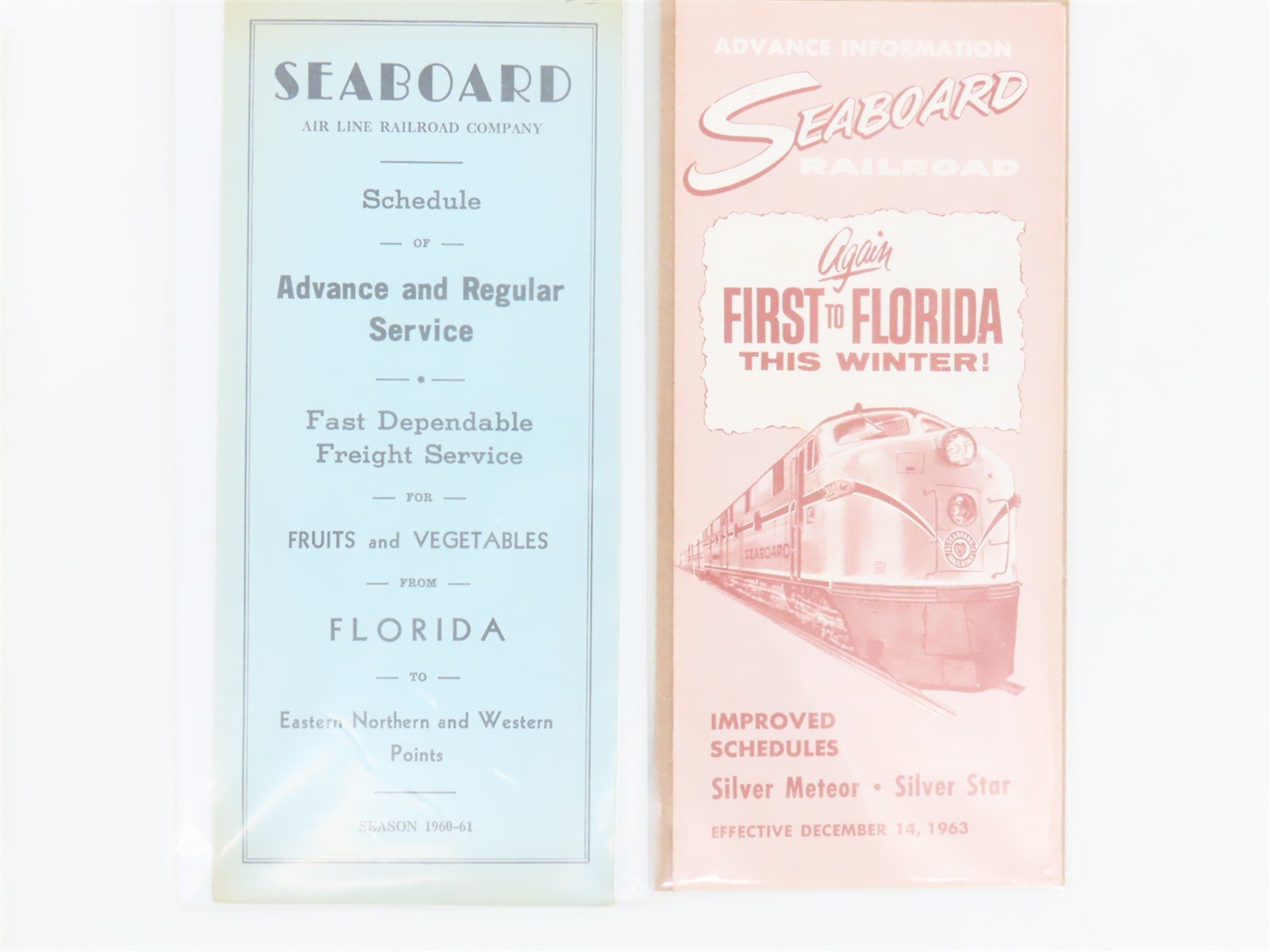 LOT of 5 Vintage SAL & SCL Seaboard Public Passenger & Freight Timetables 1960s