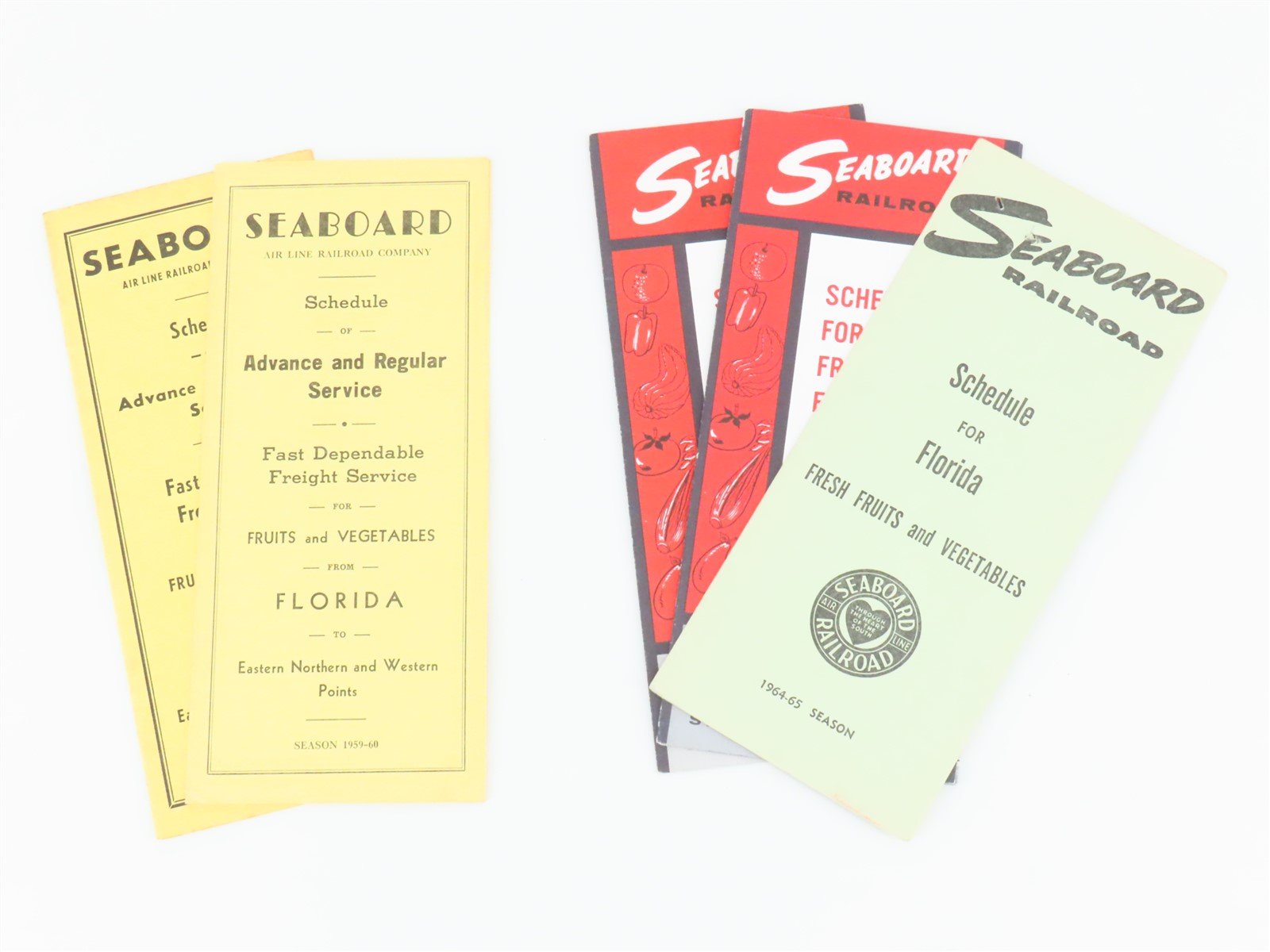 LOT of 5 Vintage SAL Seaboard Air Line Railroad Public Freight Timetables 1960s