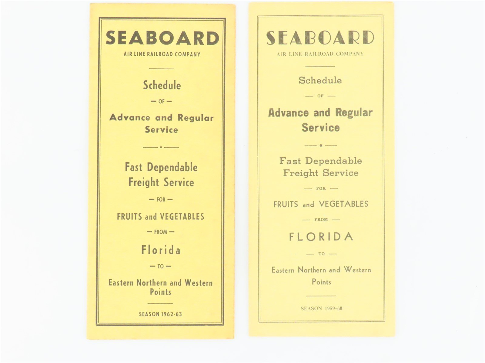 LOT of 5 Vintage SAL Seaboard Air Line Railroad Public Freight Timetables 1960s