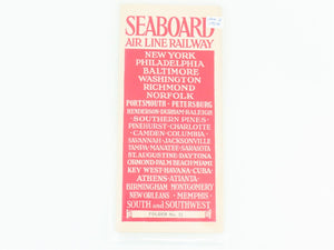 Antique SAL Seaboard Air Line Railway Folder No. 11 Public Timetable Circa 1916