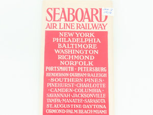 Antique SAL Seaboard Air Line Railway Folder No. 11 Public Timetable Circa 1916