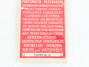 Antique SAL Seaboard Air Line Railway Folder No. 24 Public Timetable 1917