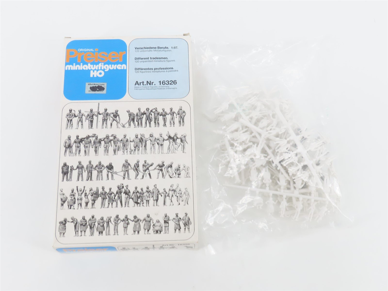 HO 1/87 Preiser Art.Nr. 16326 Different Tradesmen 120 Unpainted Figures/People