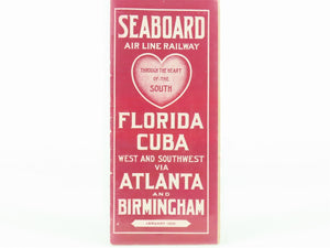 Antique SAL Seaboard Air Line Railway Public Timetable 1909