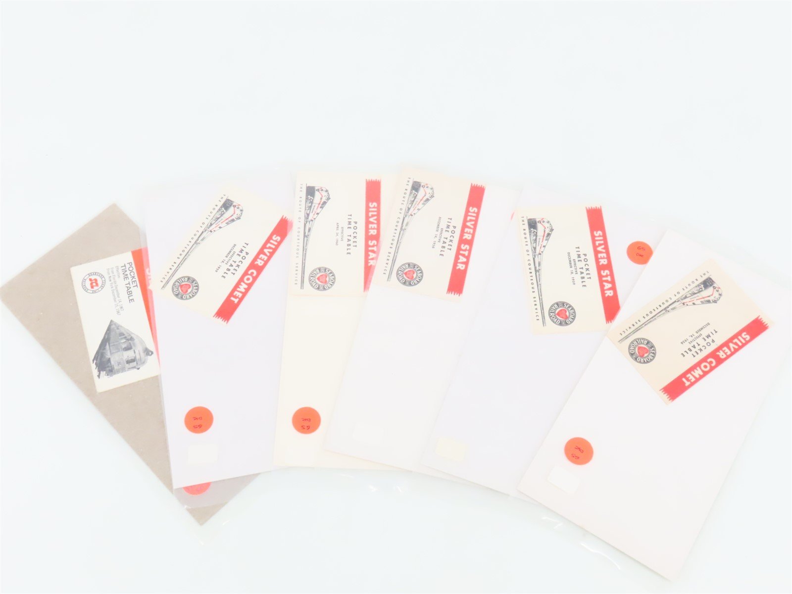 LOT of 6 Vintage SAL Seaboard Air Line Public Timetable Pocket Cards 1950s/60s