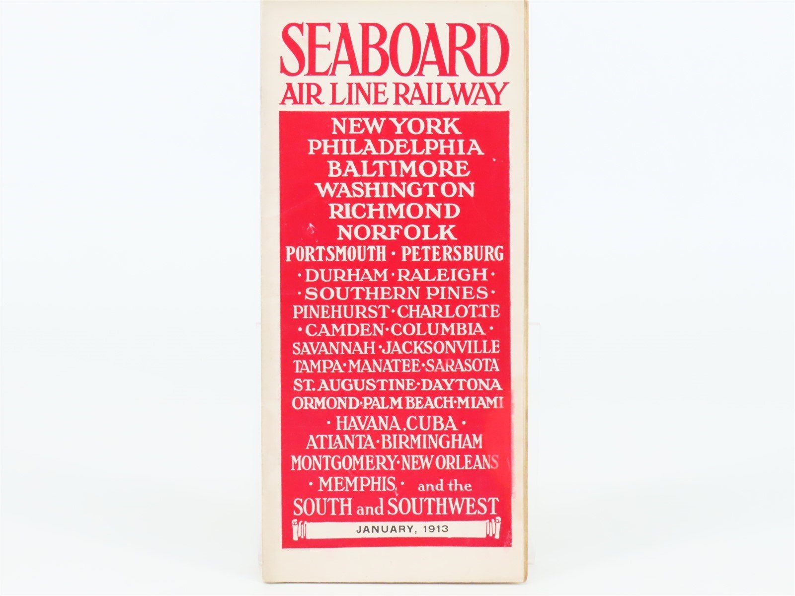 Antique SAL Seaboard Air Line Railway Public Timetable 1913
