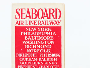 Antique SAL Seaboard Air Line Railway Public Timetable 1913