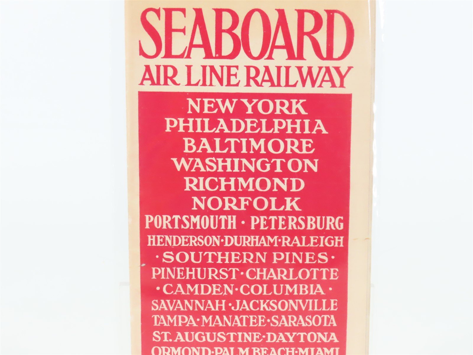 Antique SAL Seaboard Air Line Railway Public Timetable 1913