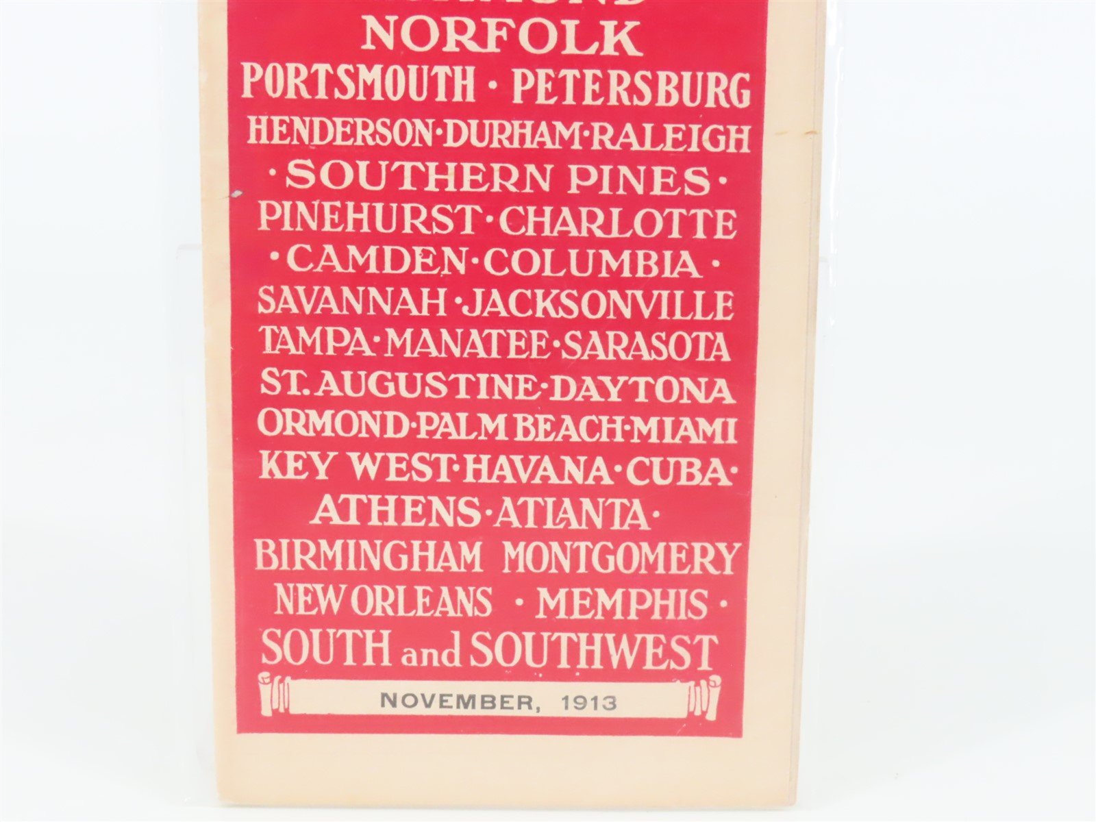 Antique SAL Seaboard Air Line Railway Public Timetable 1913