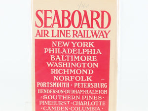 Antique SAL Seaboard Air Line Railway Folder No. 3 Public Timetable 1915