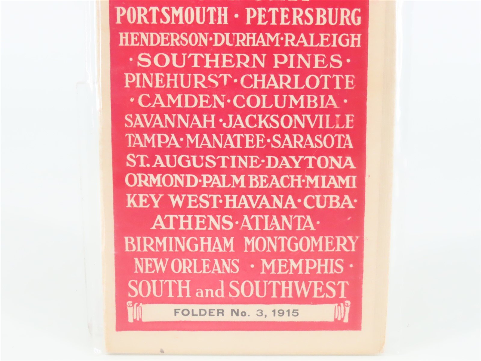 Antique SAL Seaboard Air Line Railway Folder No. 3 Public Timetable 1915