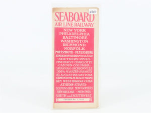 Antique SAL Seaboard Air Line Railway Folder No. 7 Public Timetable 1915