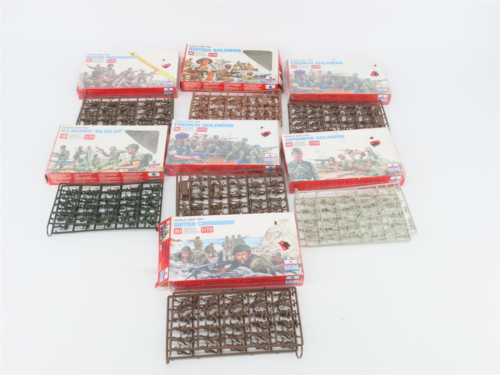 LOT of 7 1:72 ESCI Ertl WWII French, British, Japanese, & US Soldiers Figures