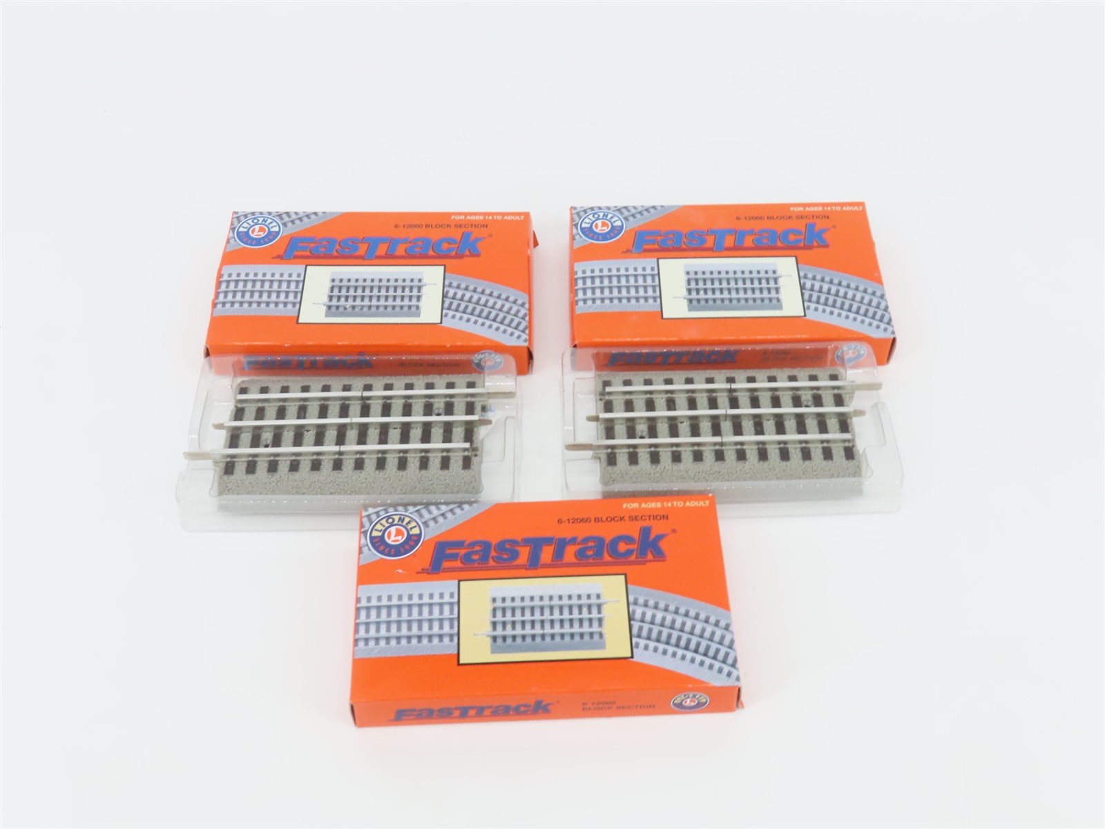 LOT of 3 O Scale Lionel 6-12060 Block Section Straight Track Pieces