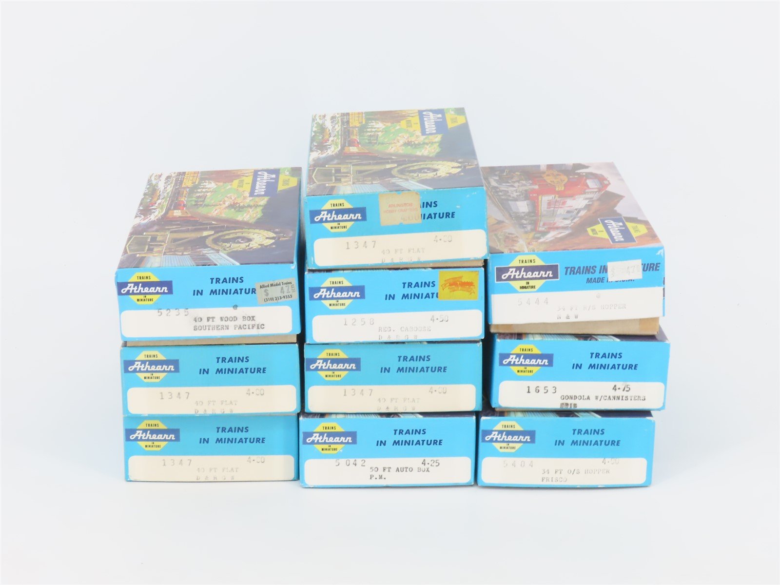 LOT of 10 HO Scale Athearn Kits D&RGW, N&W, SL-SF, & More Assorted Freight Cars