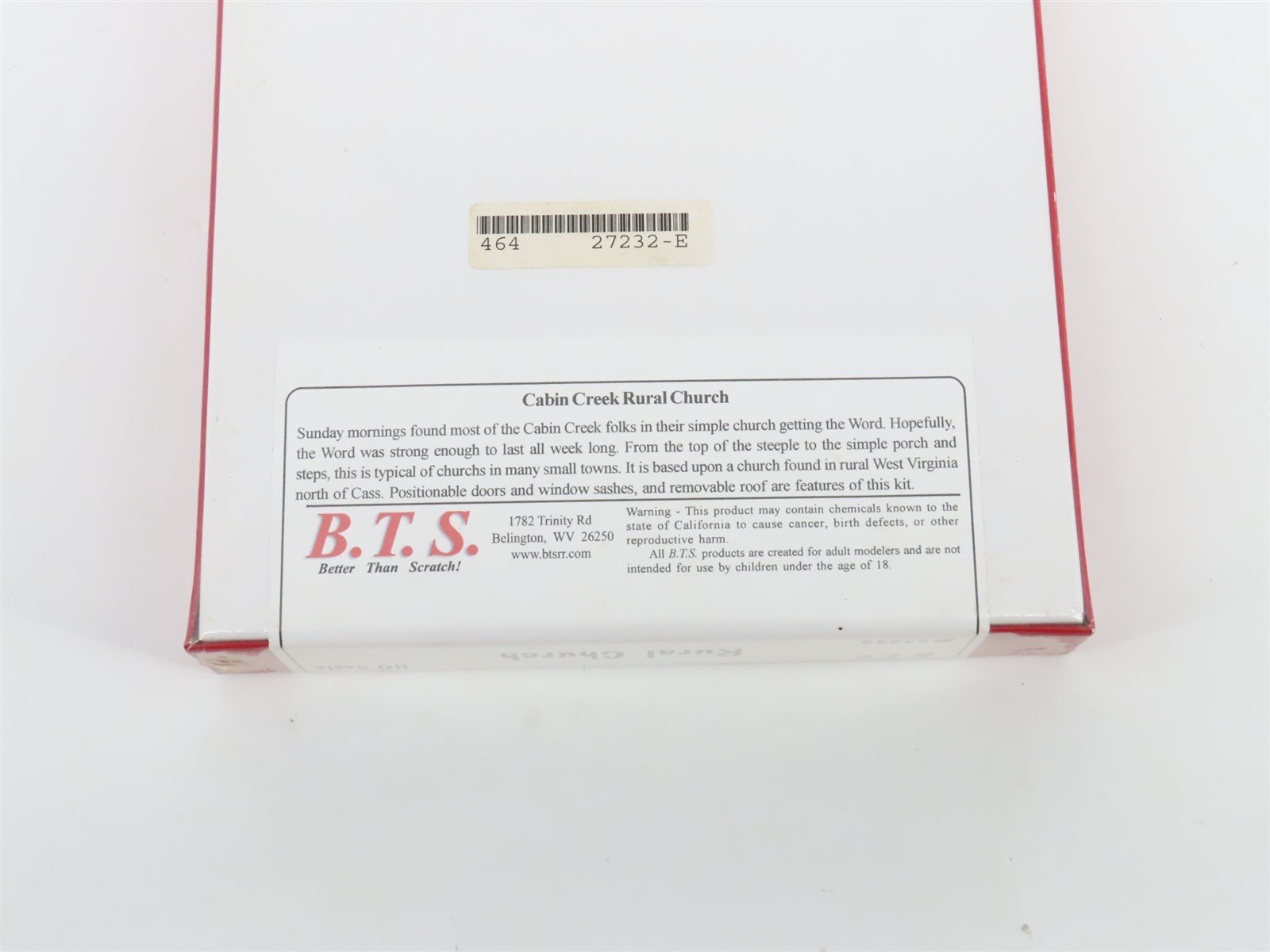 HO Scale B.T.S. Cabin Creek Series Laser-Cut Kit 27232 Rural Church - SEALED