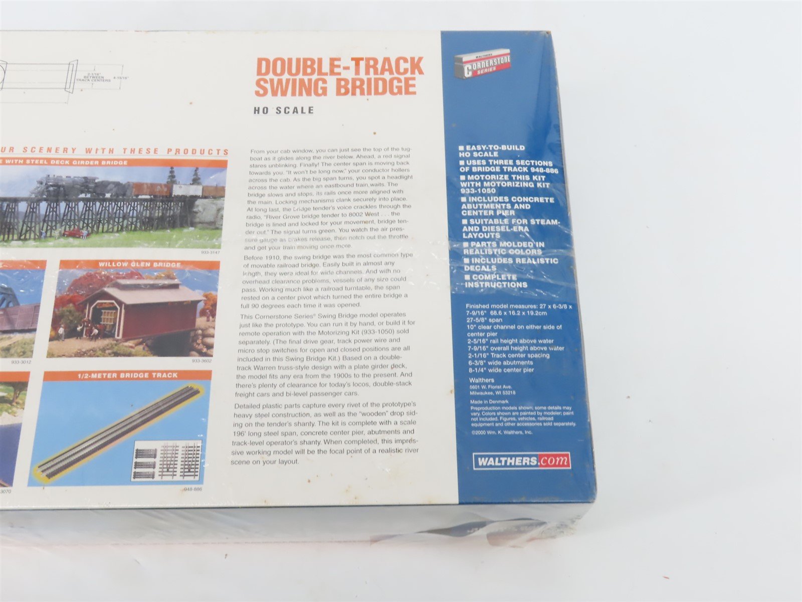 HO Scale Walthers Cornerstone Kit 933-3088 Double-Track Swing Bridge - SEALED