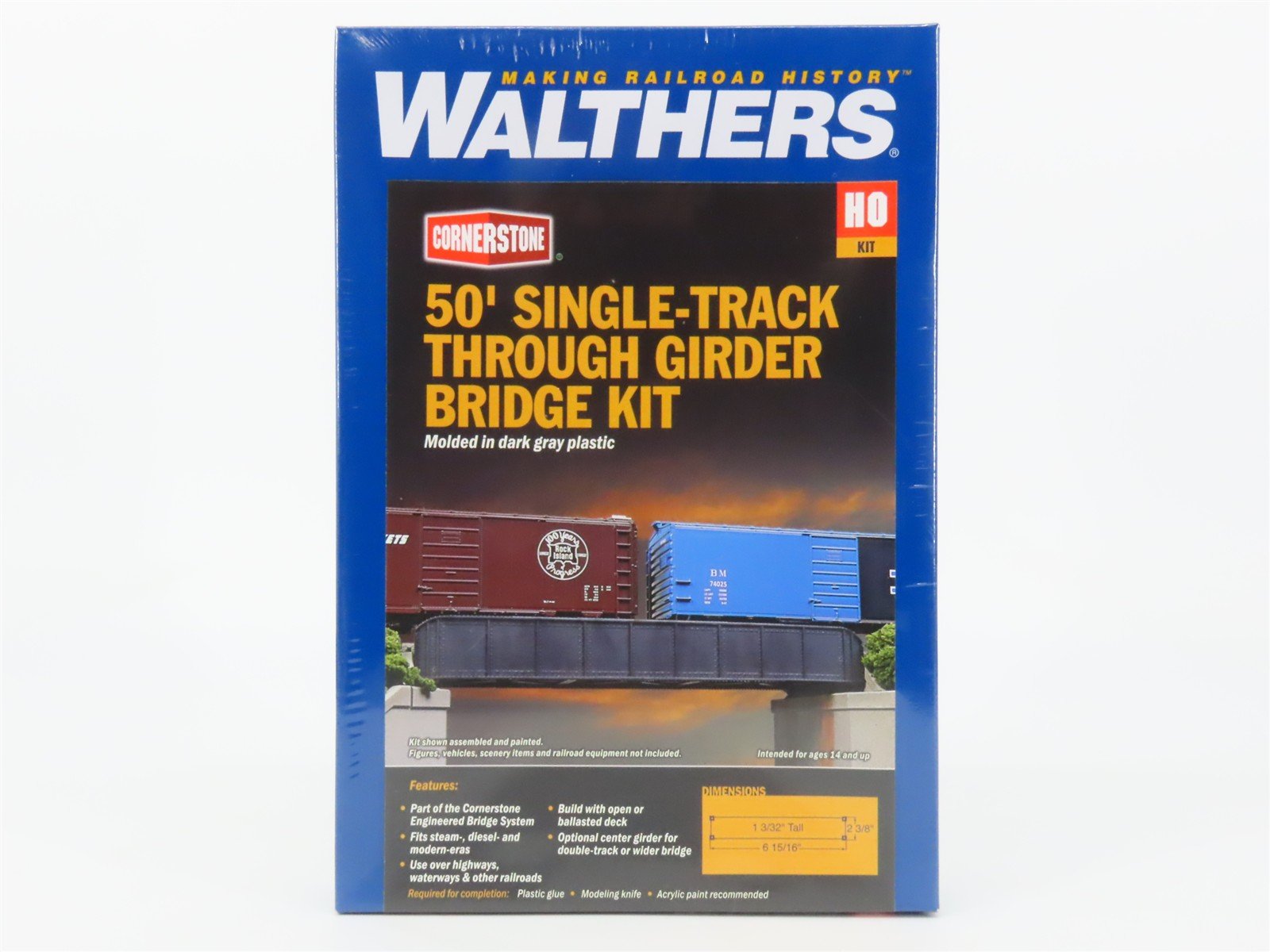 HO Walthers Cornerstone Kit 933-4501 50' Single-Track Through Girder Bridge