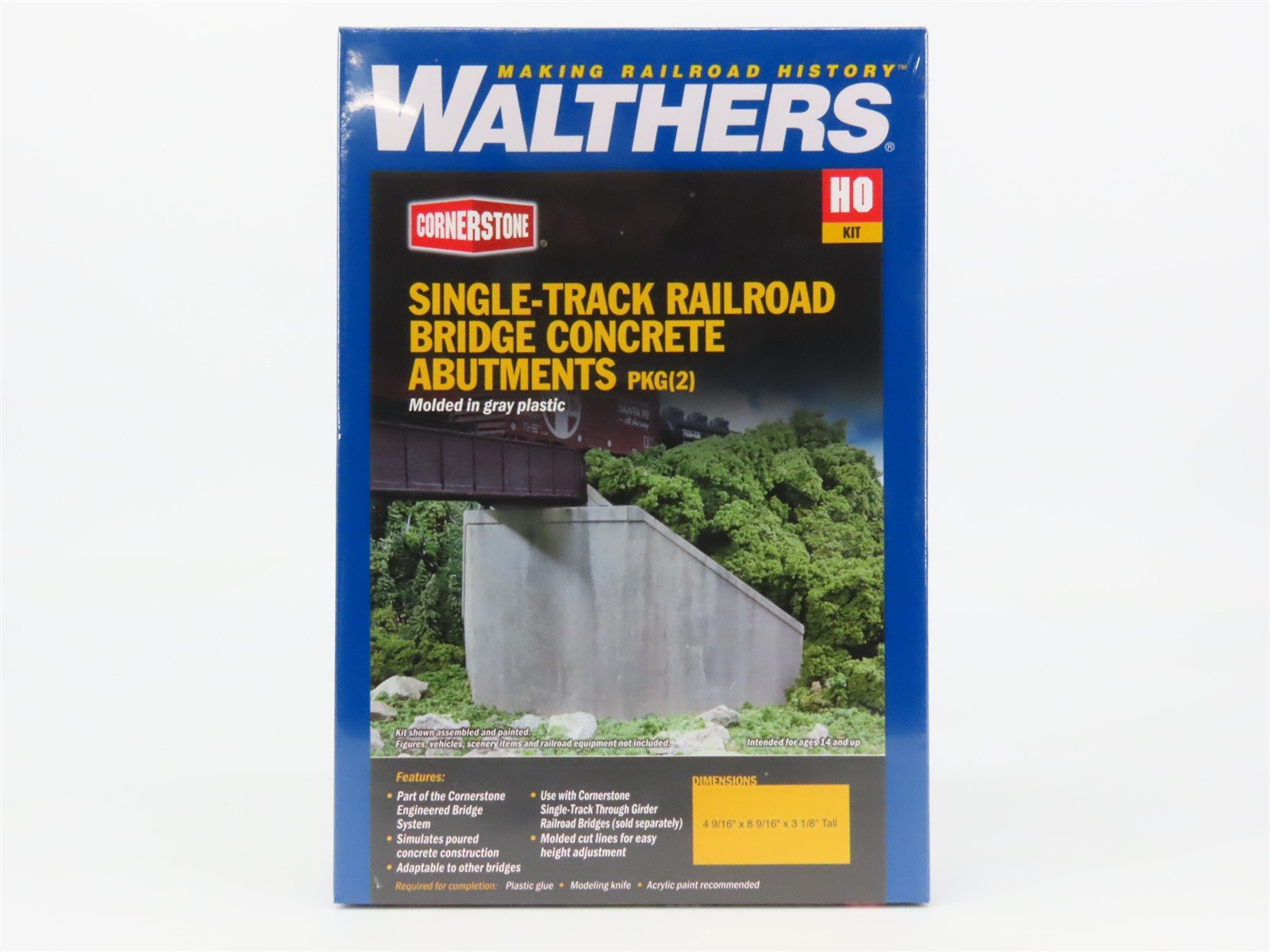 HO Walthers Kit 933-4551 Single-Track Railroad Bridge Concrete Abutments (2)