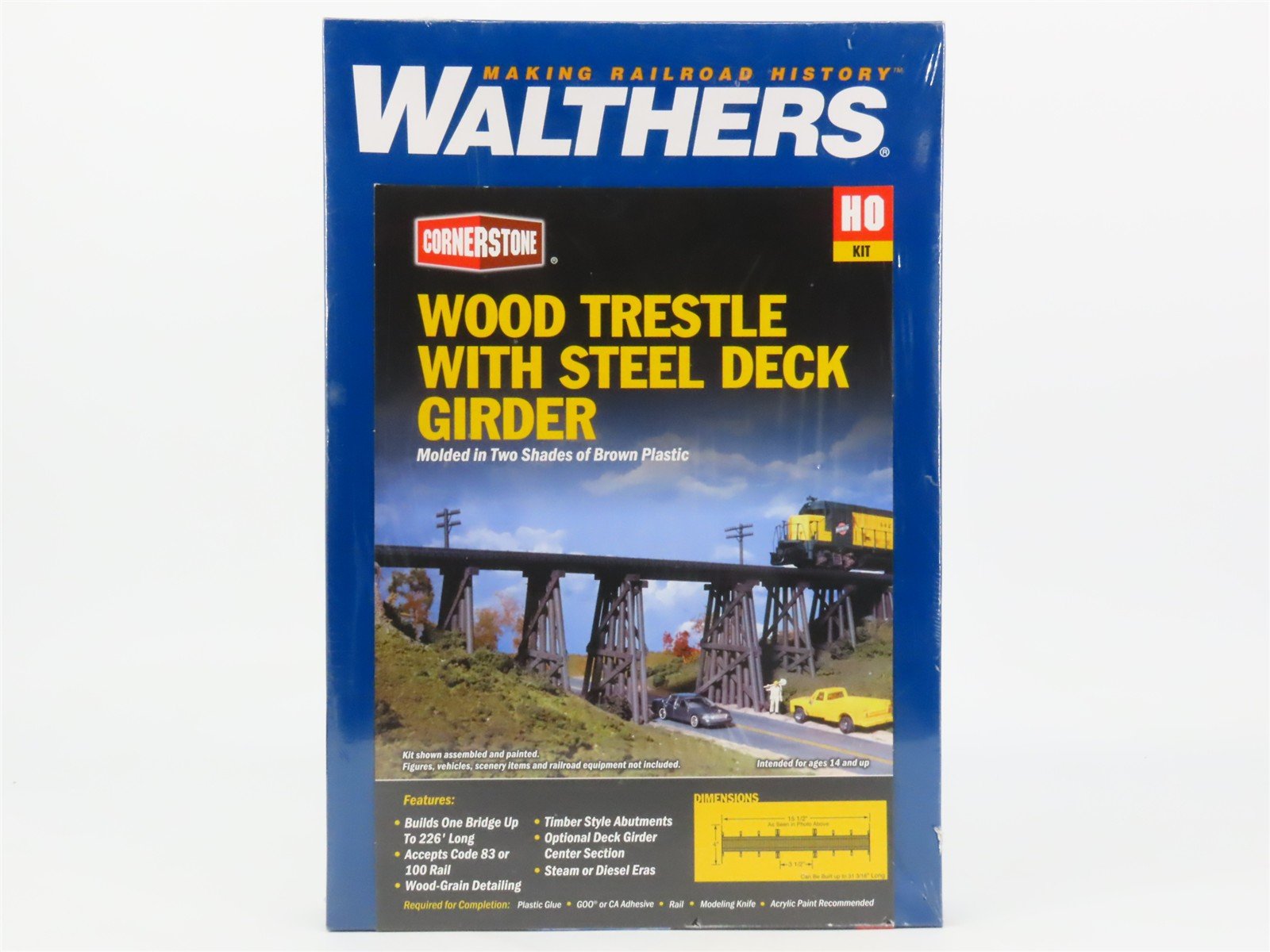 HO 1/87 Scale Walthers Kit 933-3147 Wood Trestle w/ Steel Deck Girder - SEALED