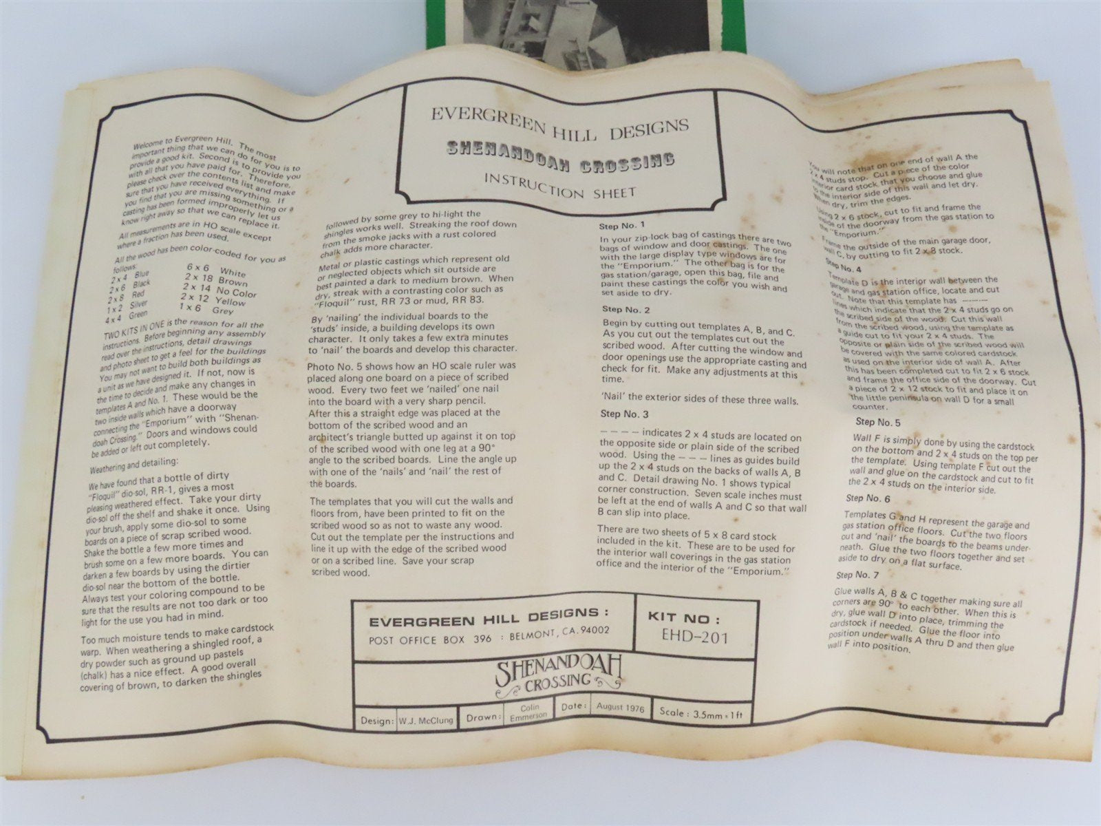 HO 1/87 Scale Evergreen Hill Designs Craftsman Kit EHD-201B Shenandoah Crossing