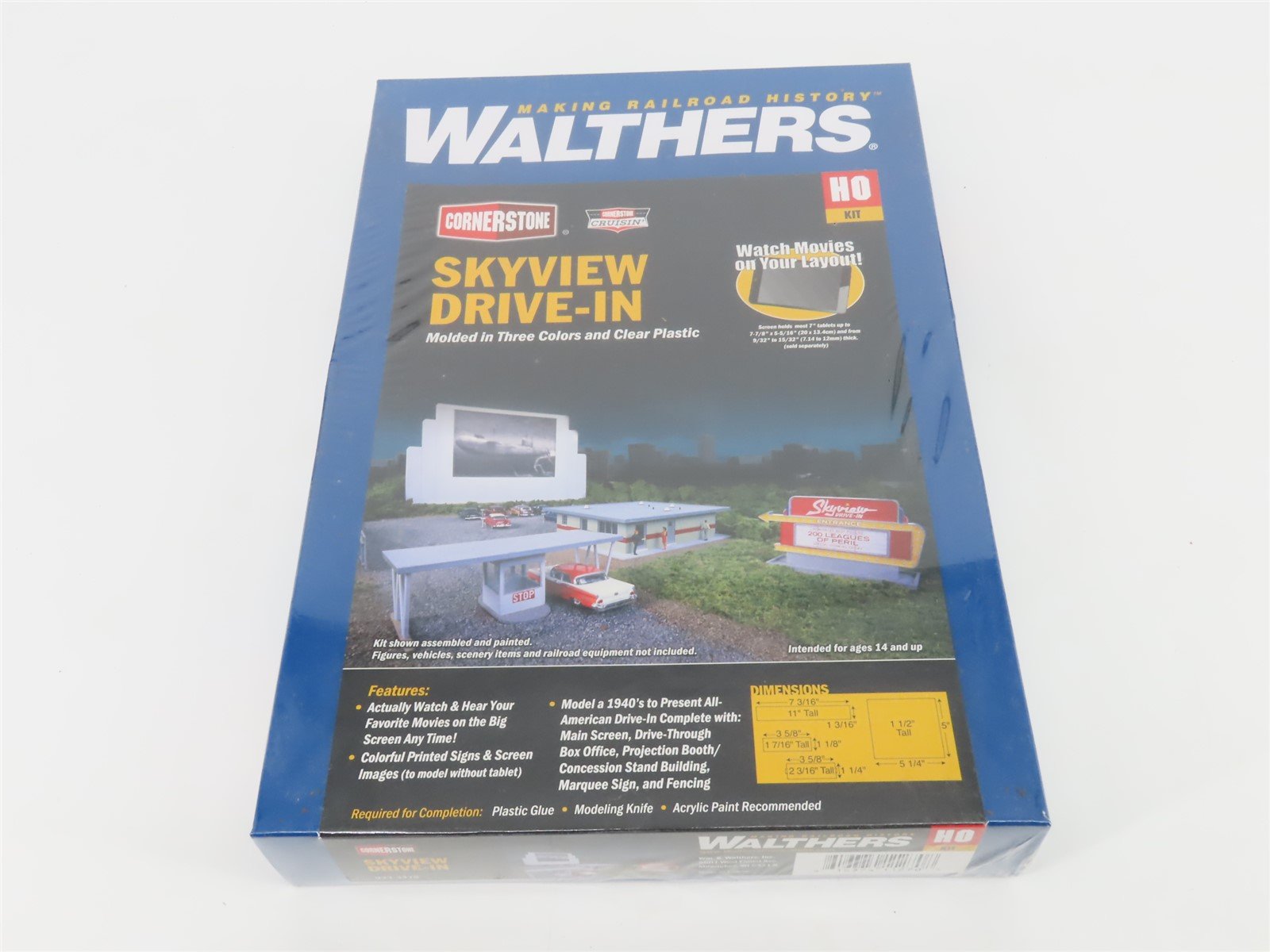 HO 1/87 Scale Walthers Cornerstone Kit 933-3478 Skyview Drive-In - SEALED