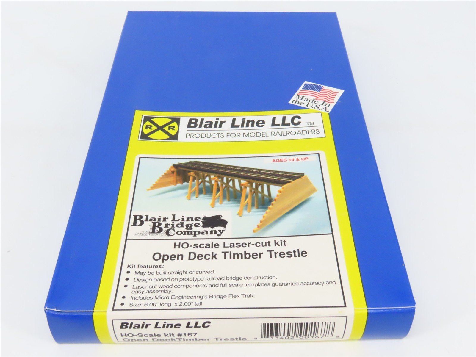 HO 1/87 Scale Blair Line LLC Kit 167 Open Deck Timber Trestle