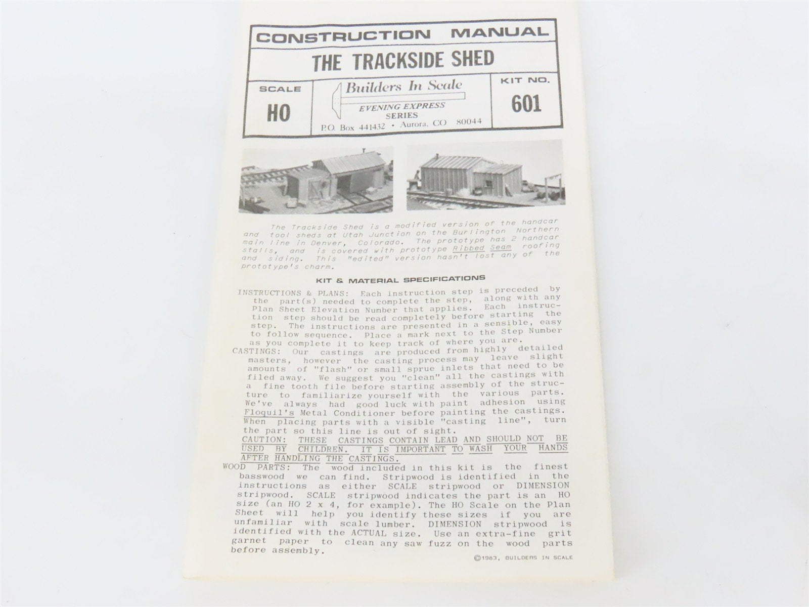 HO Scale Builders In Scale Evening Express Series Kit 601 The Trackside Shed