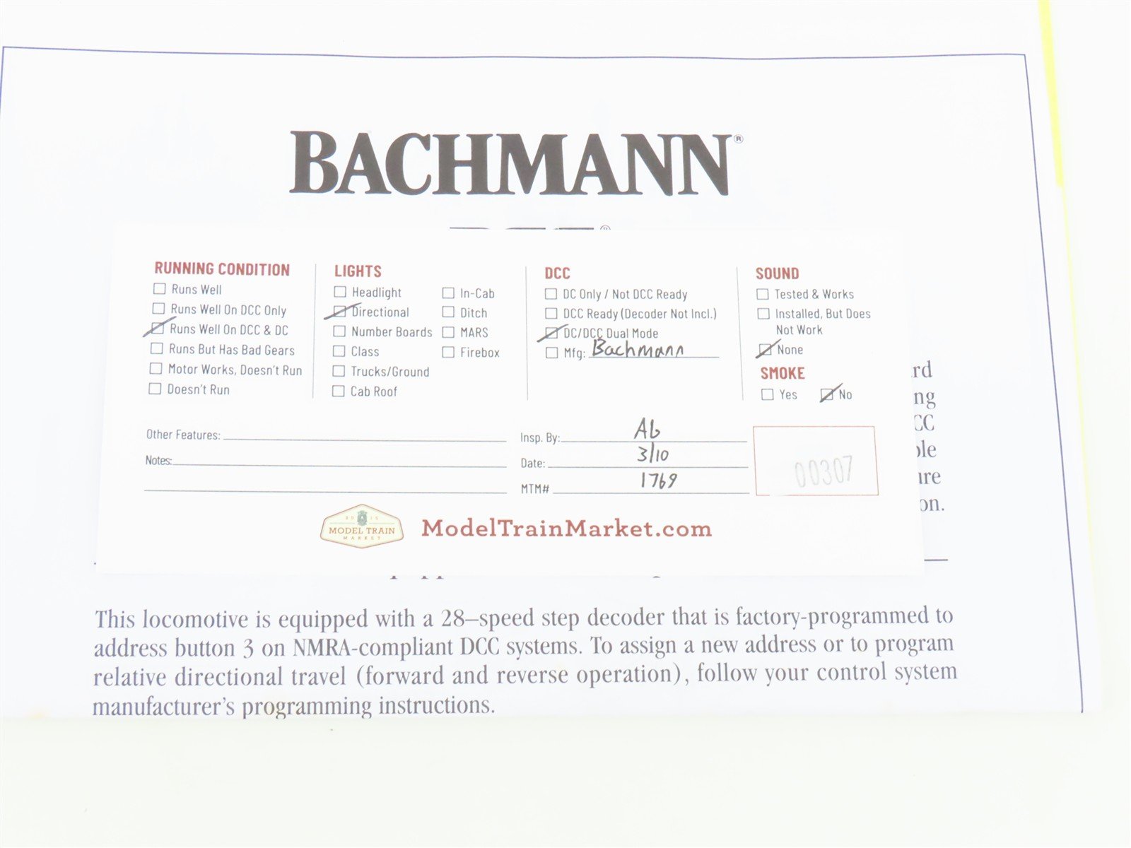 HO Scale Bachmann 85206 US Army GE 45-Ton Switcher Diesel Locomotive #1209 wDCC