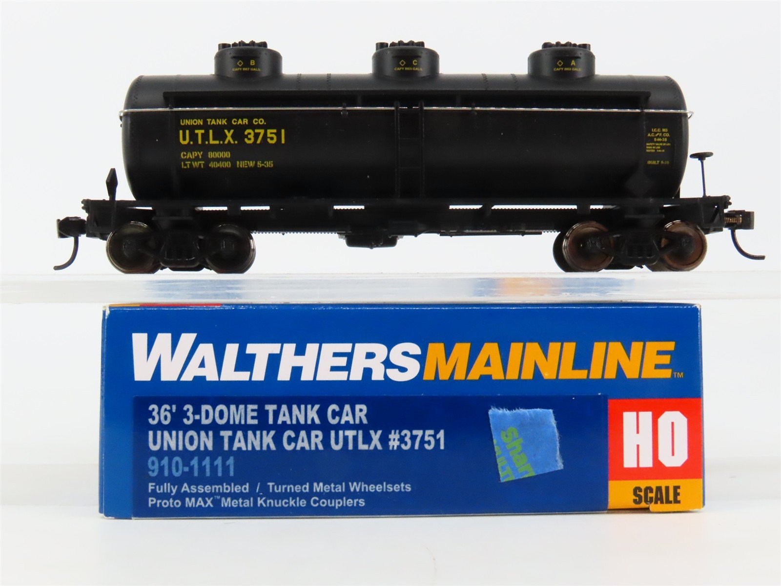 HO Scale Walthers Mainline 910-1111 UTLX Union Tank 36' 3-Dome Tankcar #3751