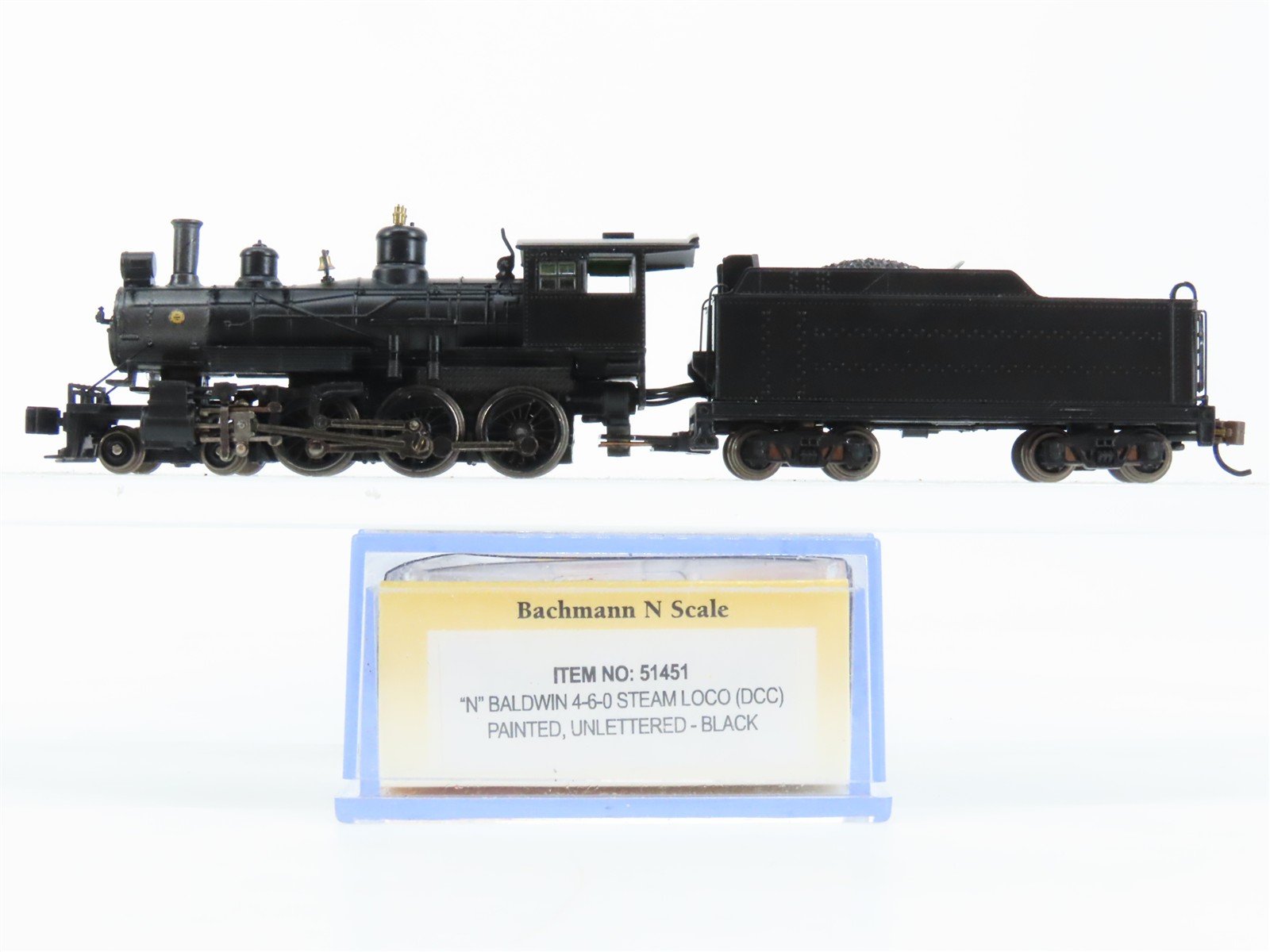 N Scale Bachmann 51451 Unlettered Baldwin 4-6-0 Steam Locomotive w/ DCC