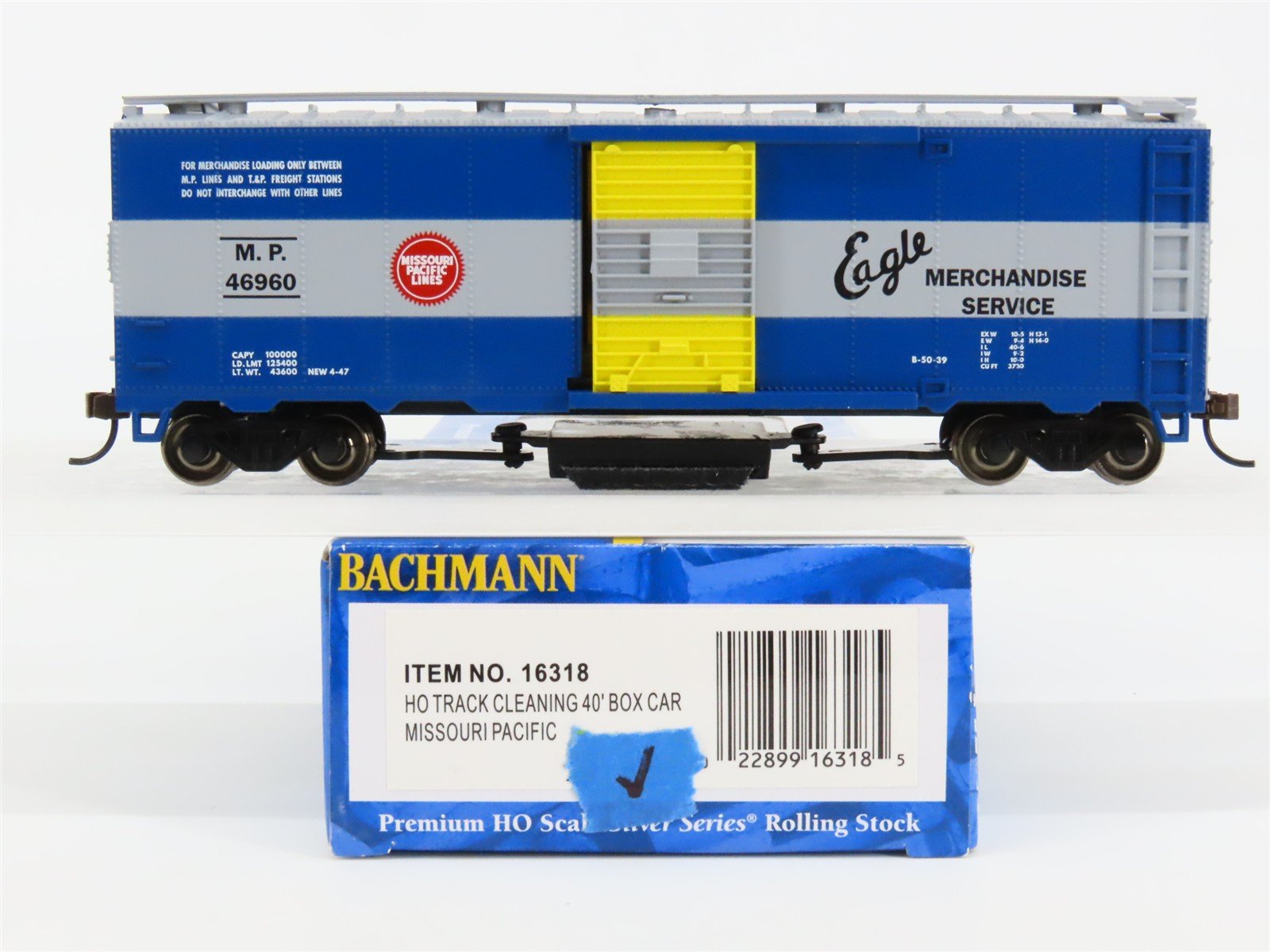 HO Bachmann 16318 MP Missouri Pacific Eagle 40' Track Cleaning Box Car #46960