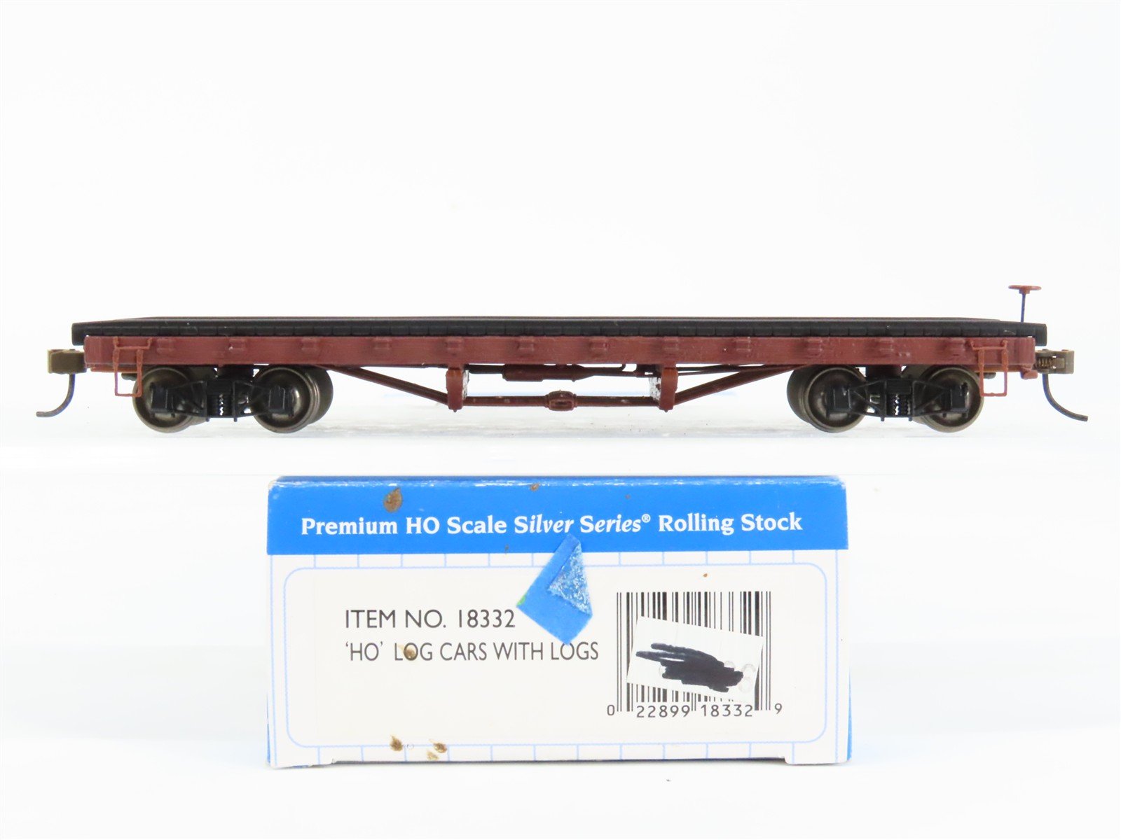 HO Scale Bachmann 18332 Unlettered Flat Car w/ Log Load