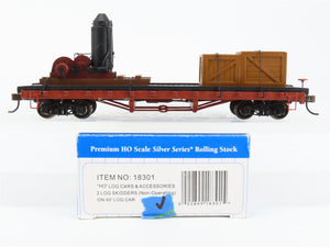 HO Scale Bachmann 18301 Unlettered 40' Flat Car w/ 2 Log Skidders