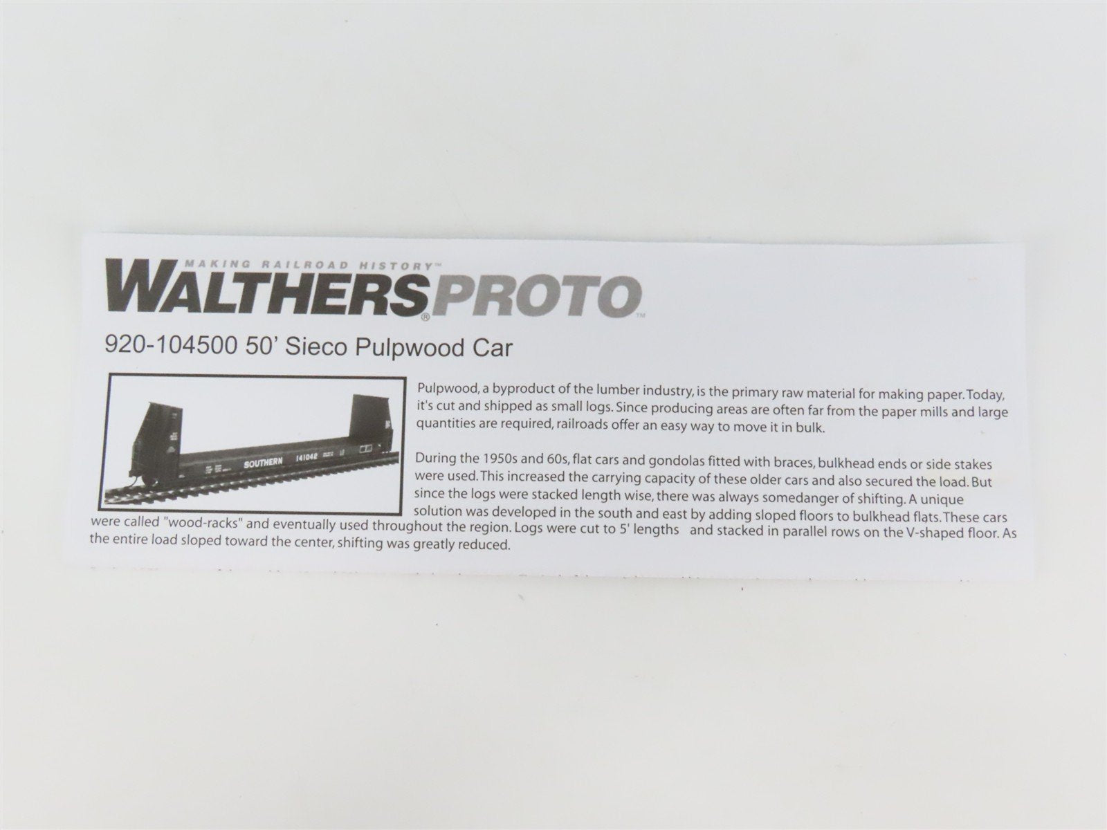 HO Walthers Proto 920-104505 MP Missouri Pacific 50' Pulpwood Flat Car #728031