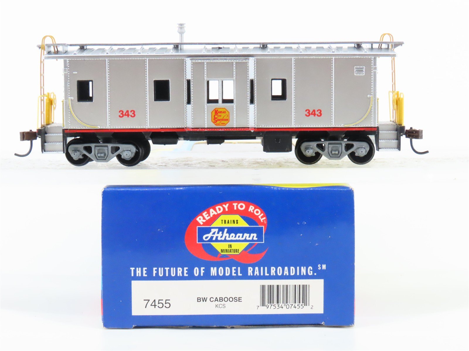 HO Scale Athearn 7455 KCS Kansas City Southern Bay Window Caboose #343