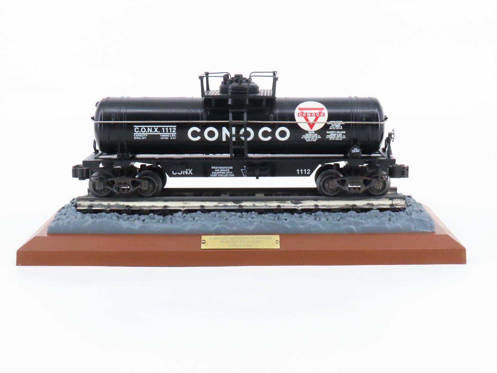 O Gauge 3-Rail K-Line K-639104 CONX Conoco Riveted Tank Car #1112 Coin Bank
