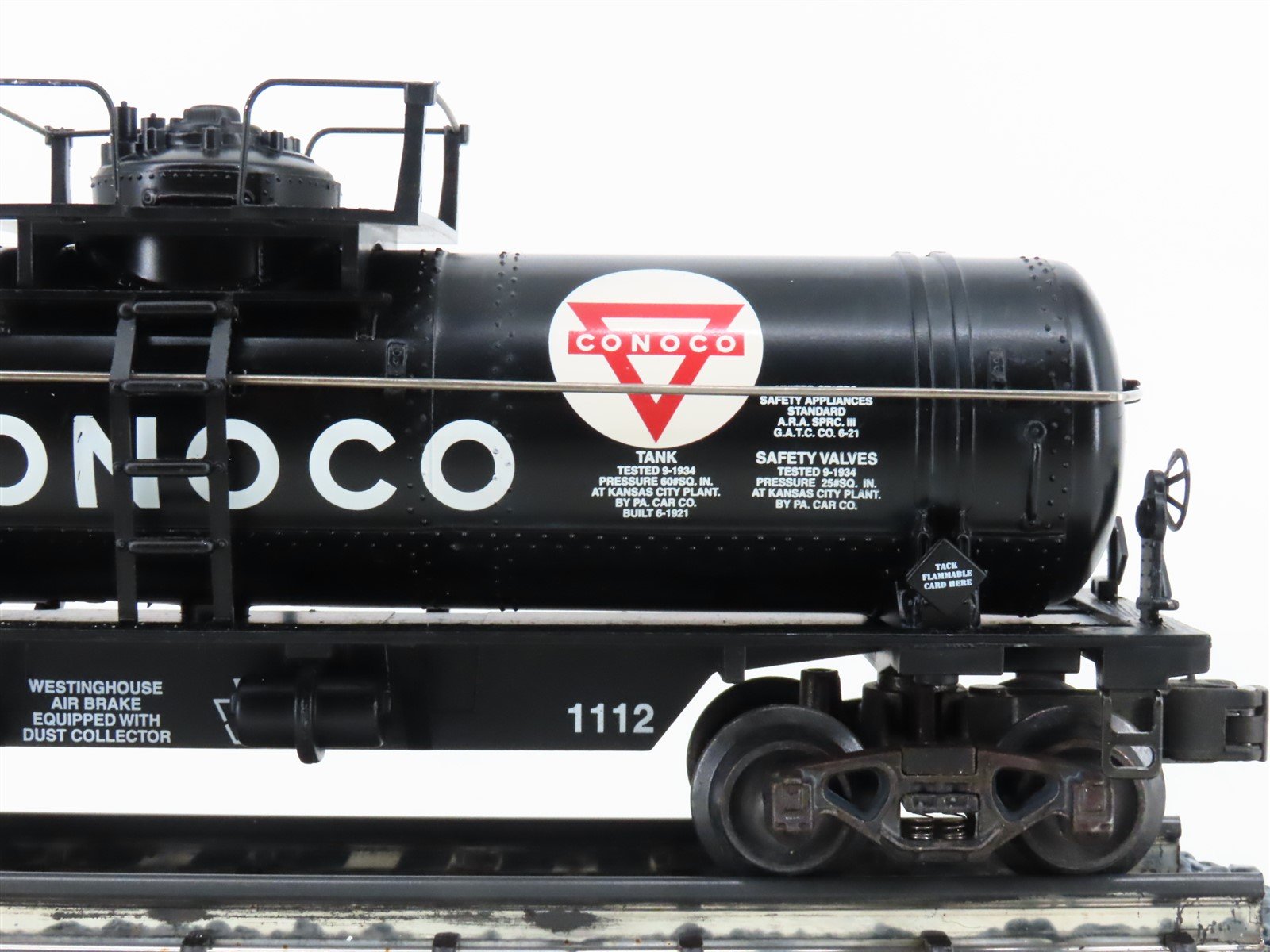 O Gauge 3-Rail K-Line K-639104 CONX Conoco Riveted Tank Car #1112 Coin Bank