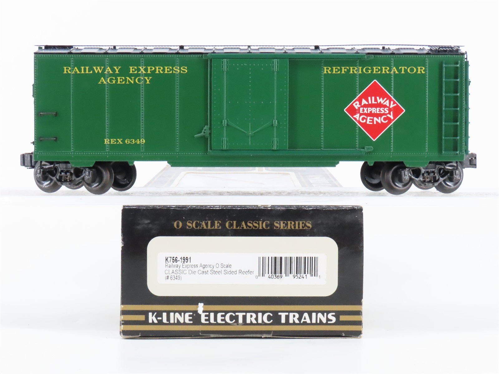 O Gauge 3-Rail K-Line K756-1991 Die-Cast REX Railway Express Agency Reefer #6349