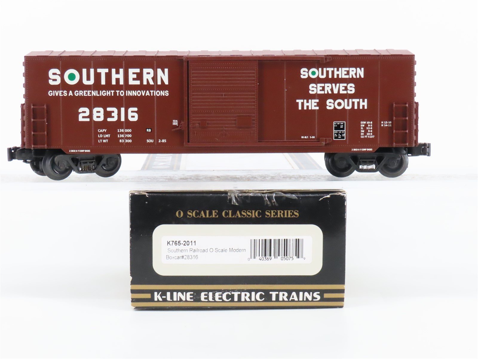 O Gauge 3-Rail K-Line K765-2011 SOU Southern Railway Single Door Box Car #28316