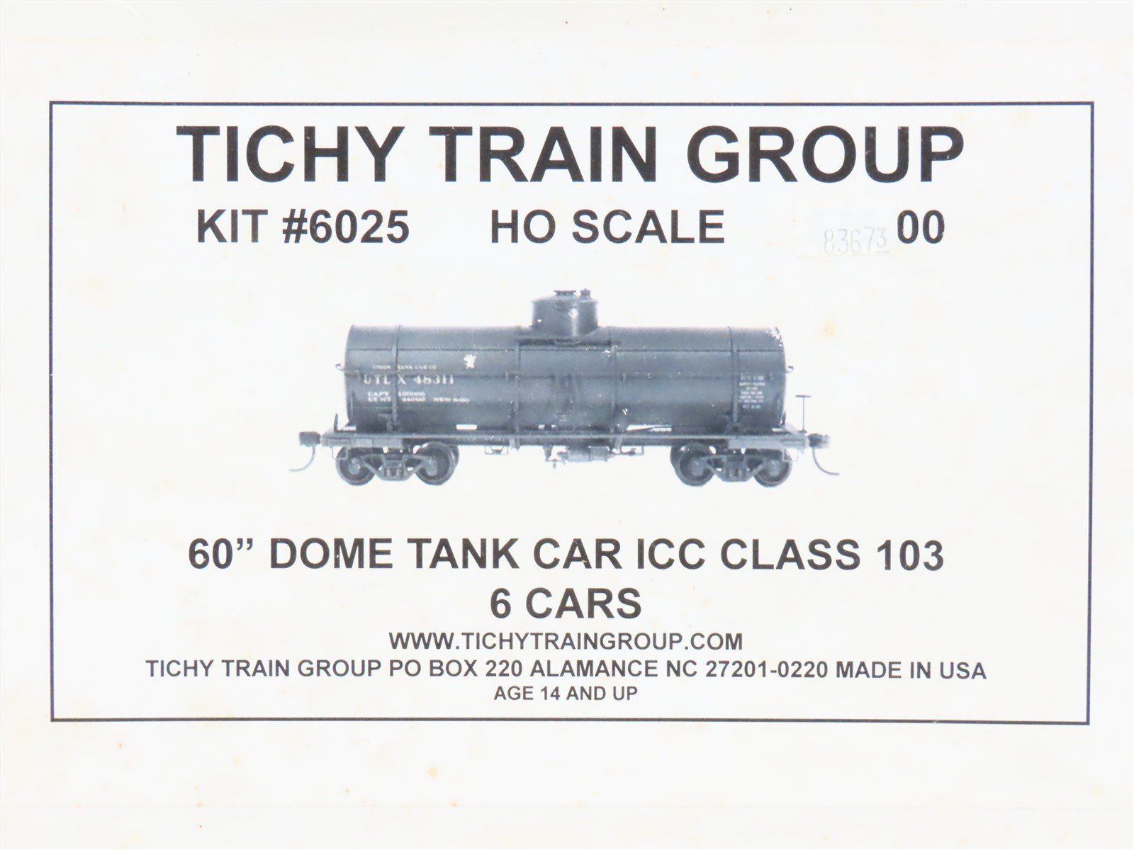 HO Scale Tichy Train Group Kit #6025 Unpainted Single Dome Tank Cars 6-Pack