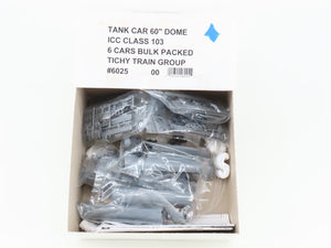 HO Scale Tichy Train Group Kit #6025 Unpainted Single Dome Tank Cars 6-Pack